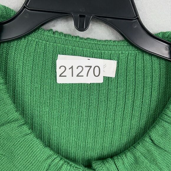 Tibi Sweater Womens Medium Kelly Green Merino Wool Cardigan Peter Pan Luxury - Picture 14 of 14